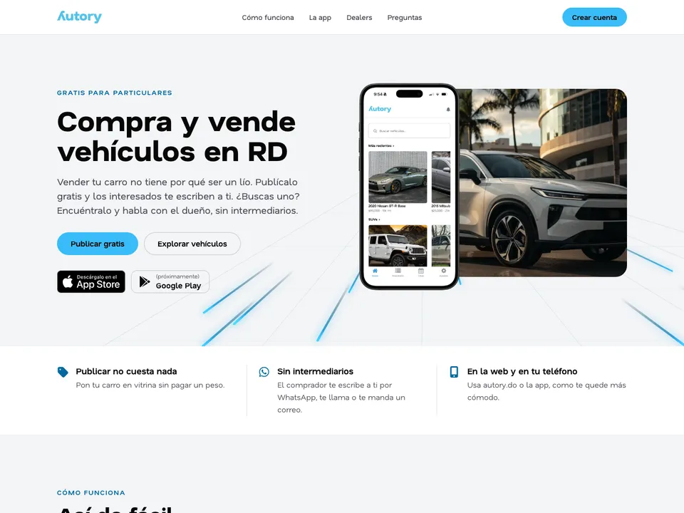 Captura de la web de Autory