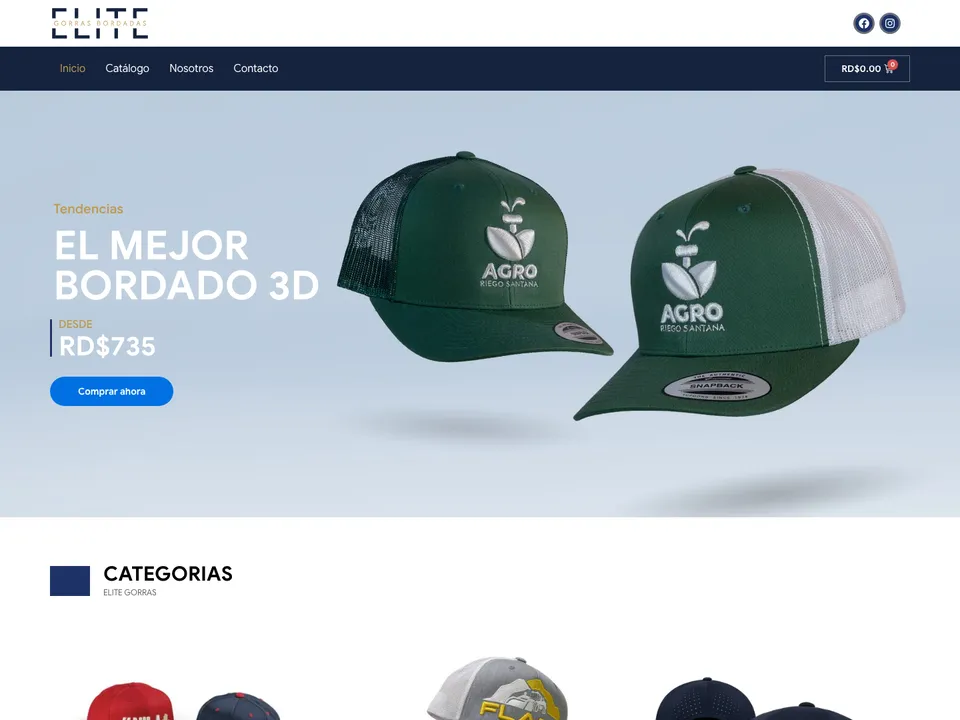 Captura de la web de Elite Gorras