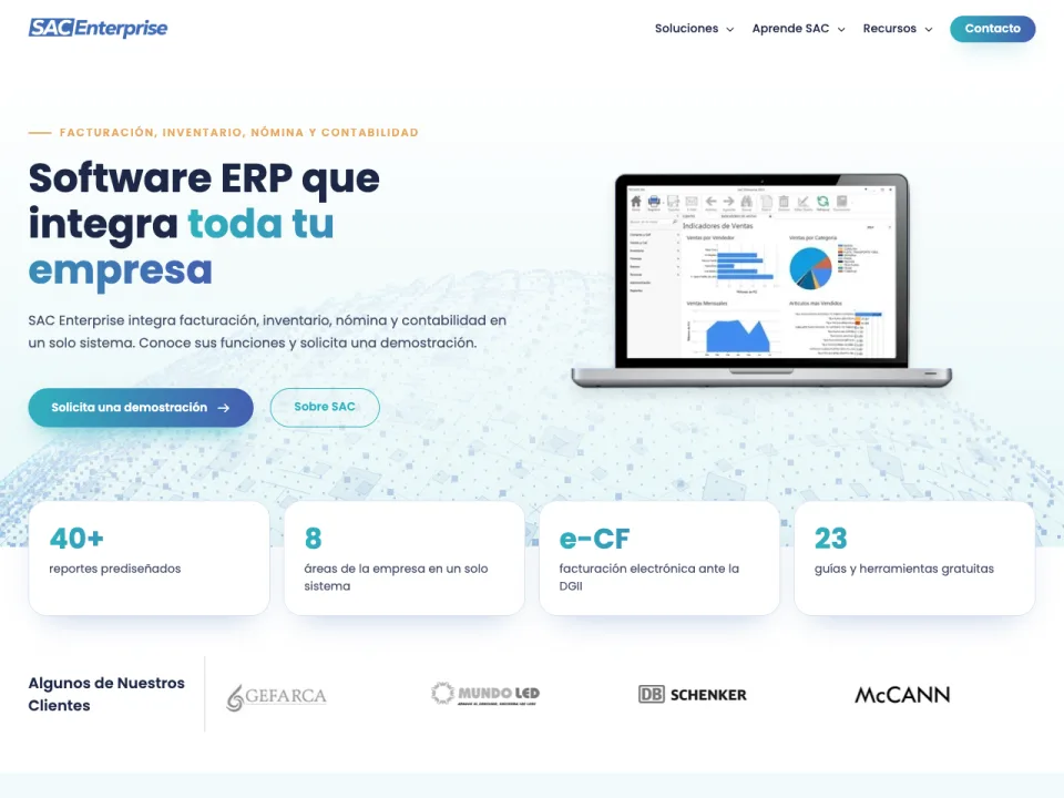 Captura de la web de SAC Enterprise